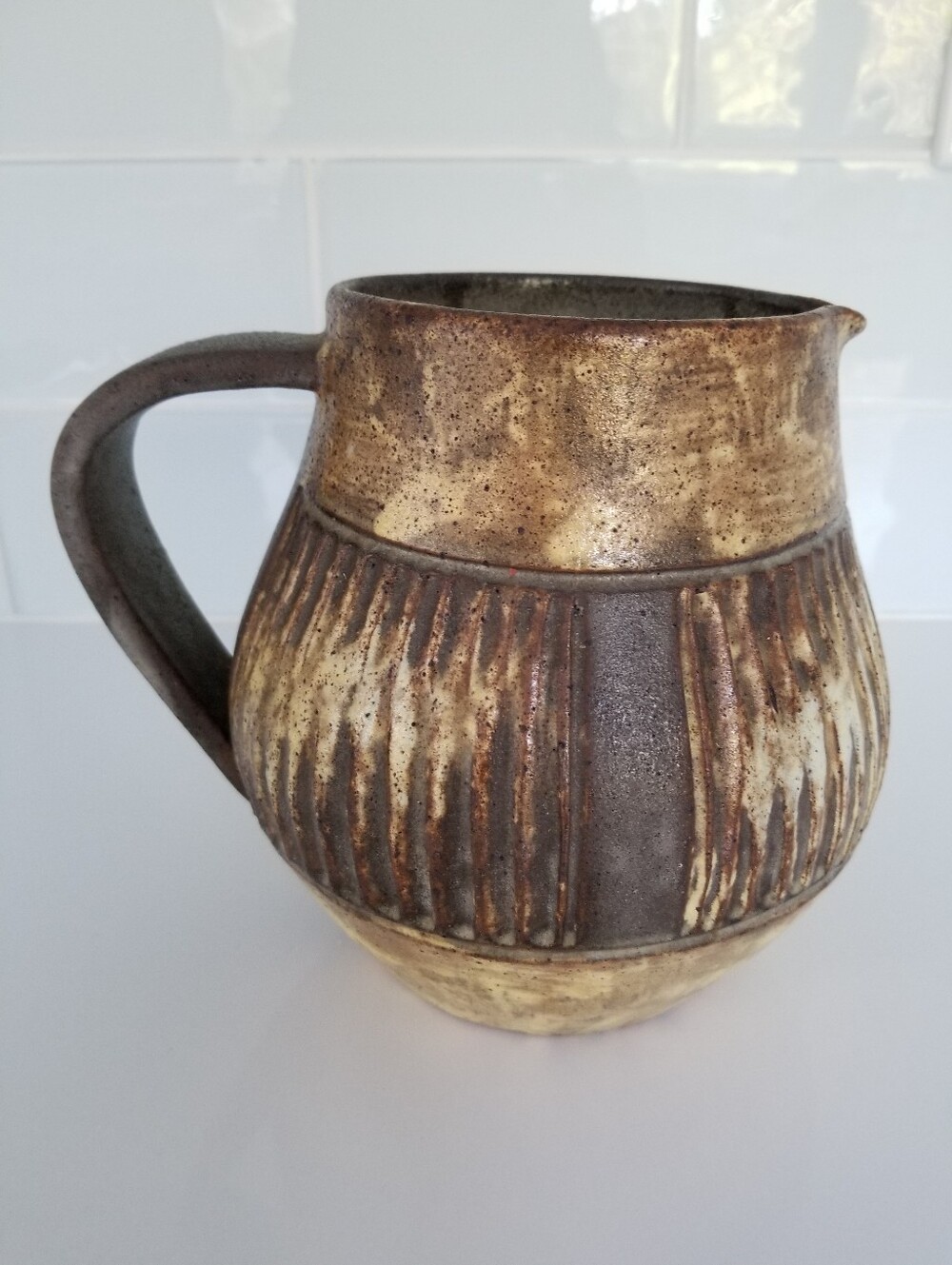 Vallauris Ceramic Jug, Pitcher Terracotta Alexandre Kostanda 7"